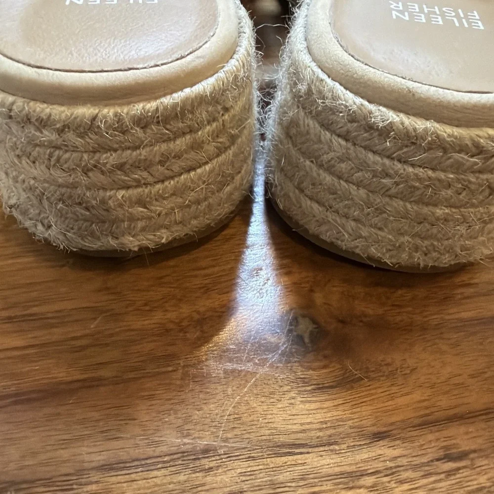 EILEEN FISHER MAYLA 9 Natural Jute Espadrille PLATFORM SANDALS NEW Beach Coastal